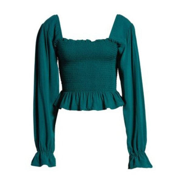 Nordstrom BP. Smocked Peplum Crop Top - Picture 1 of 8